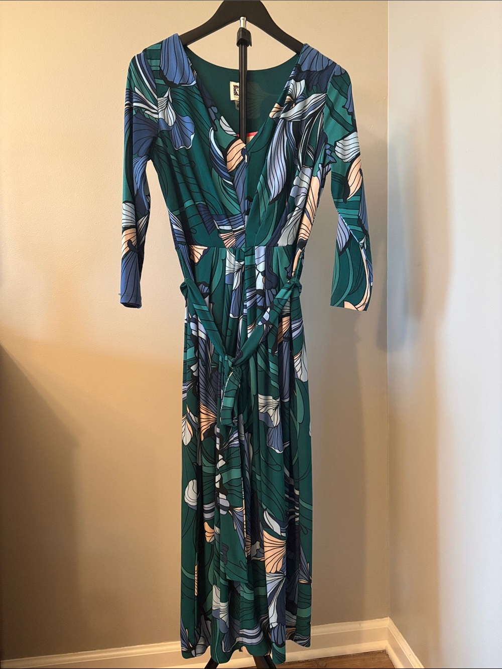 Anne Klein Women's Green Floral Print Midi Dress, NWT, Size XS